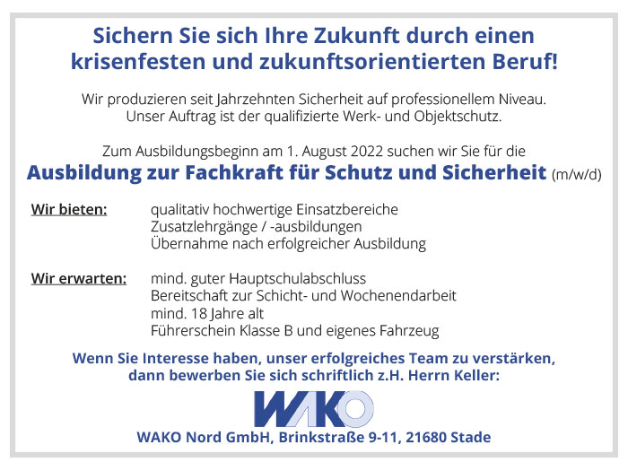 Freie Ausbildungsplatze Wako Nord Gmbh