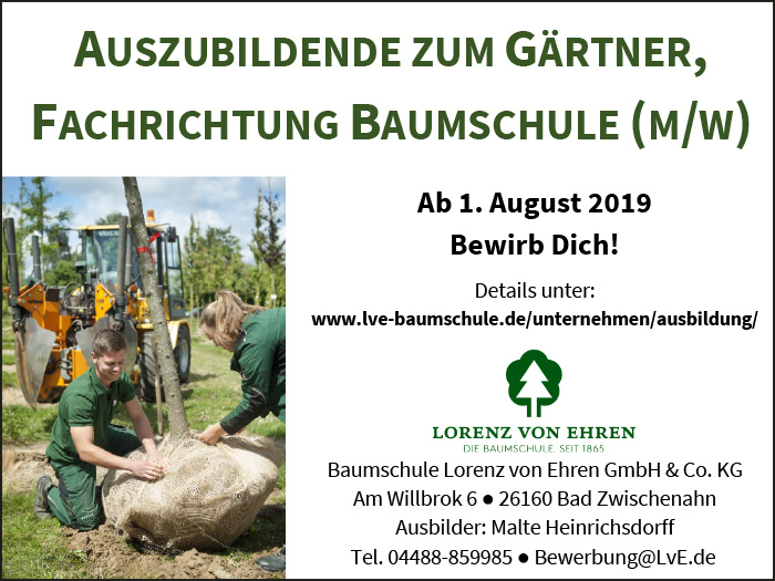Freie Ausbildungsplätze Baumschule Lorenz von Ehren GmbH & Co. KG