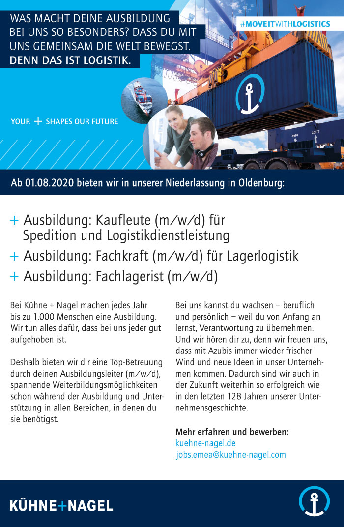 Freie Ausbildungsplätze Kühne + Nagel AG & Co. KG