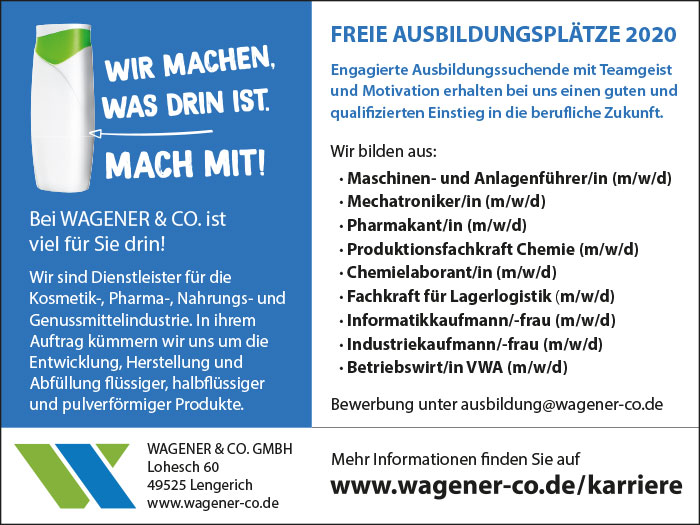 Freie Ausbildungsplatze Wagener Co Kg