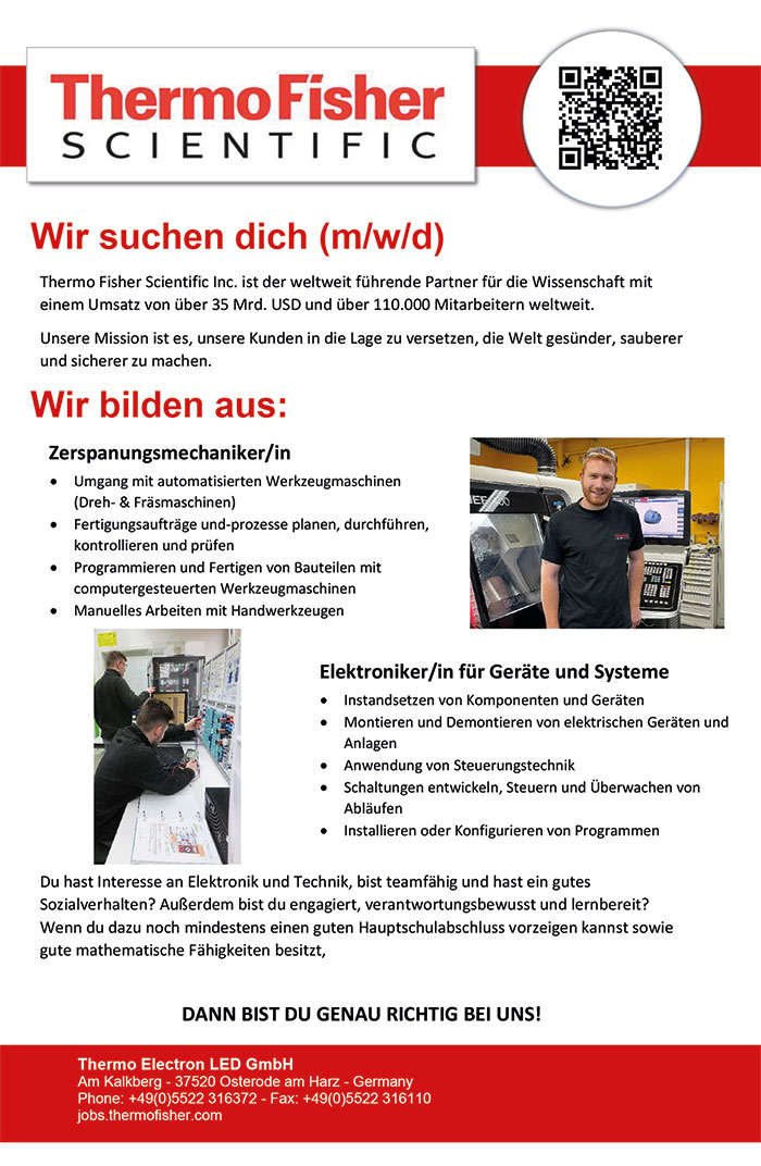 Freie Ausbildungsplätze Thermo Electron LED GmbH