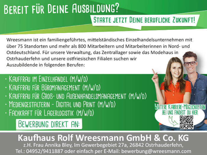 Freie Ausbildungsplätze Kaufhaus Rolf Wreesmann GmbH & Co. KG