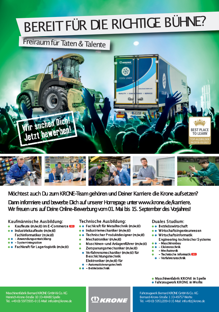 Freie Ausbildungsplätze - Fahrzeugwerk Bernard KRONE GmbH & Co. KG