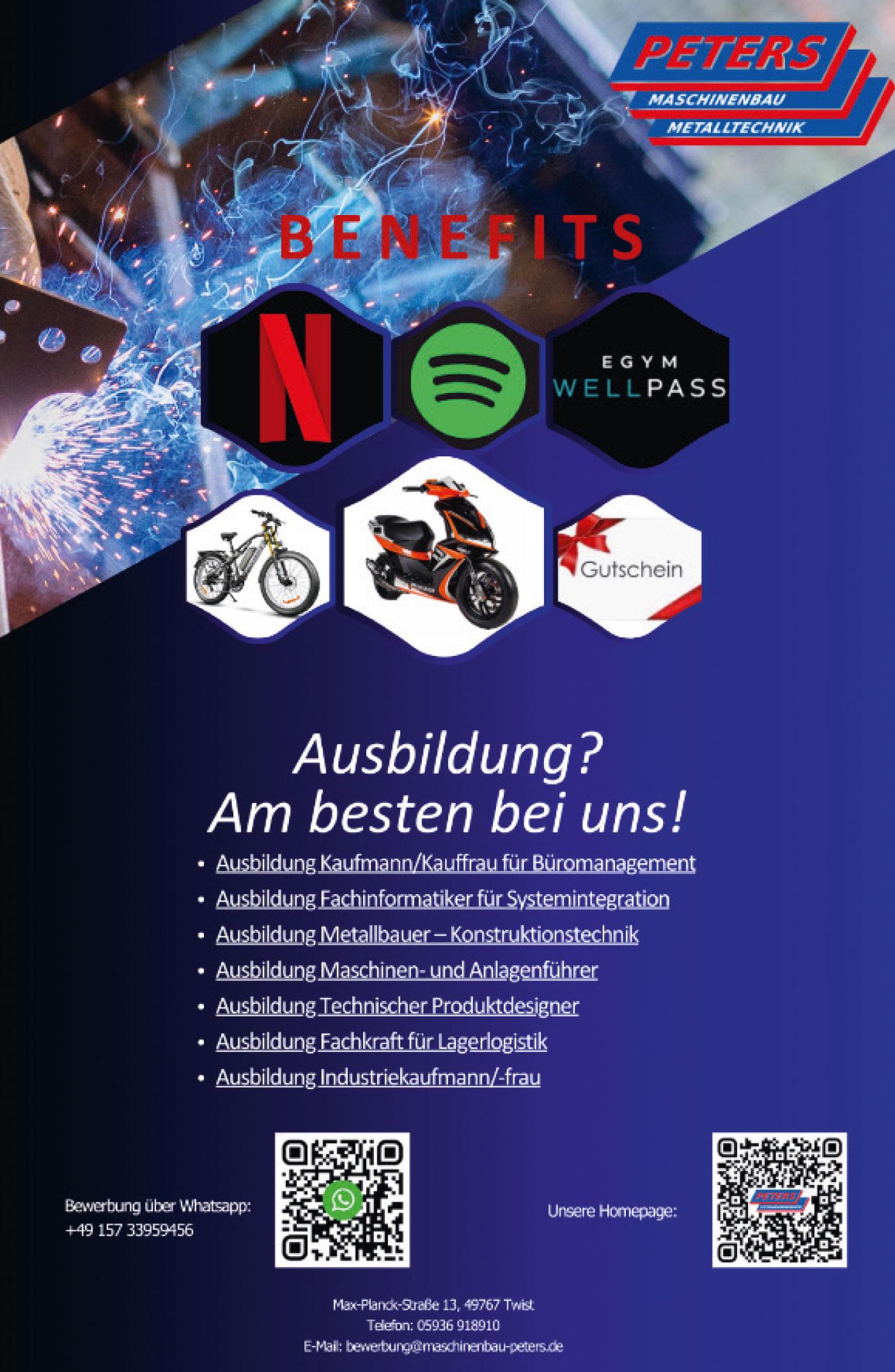 Freie Ausbildungsplätze - Peters Maschinenbau GmbH & Co. KG