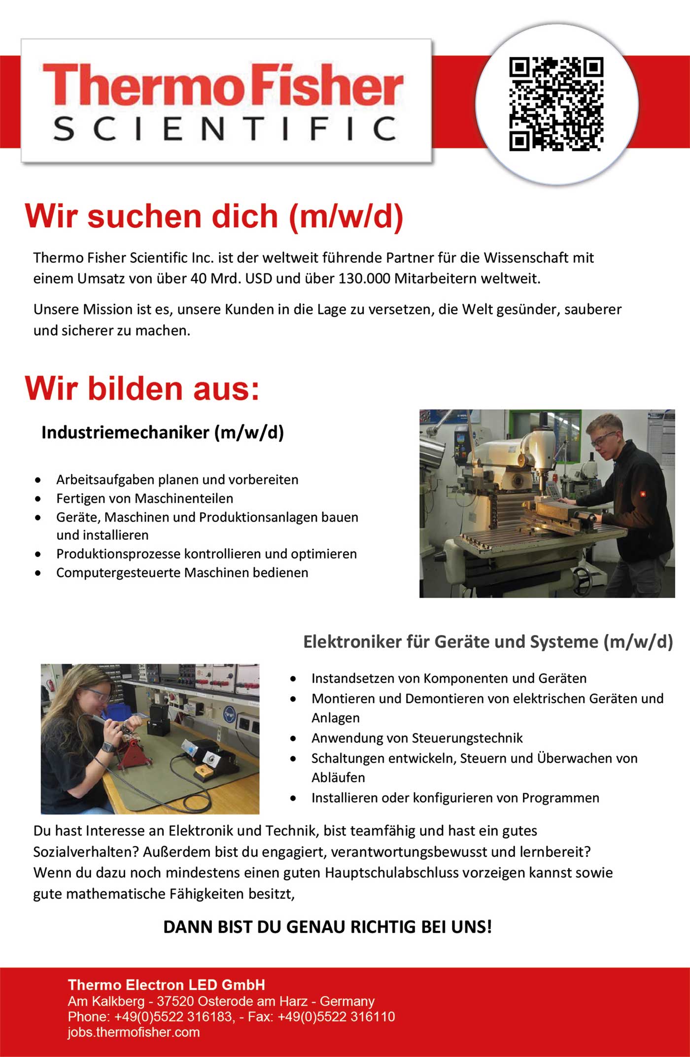 Freie Ausbildungsplätze Thermo Electron LED GmbH