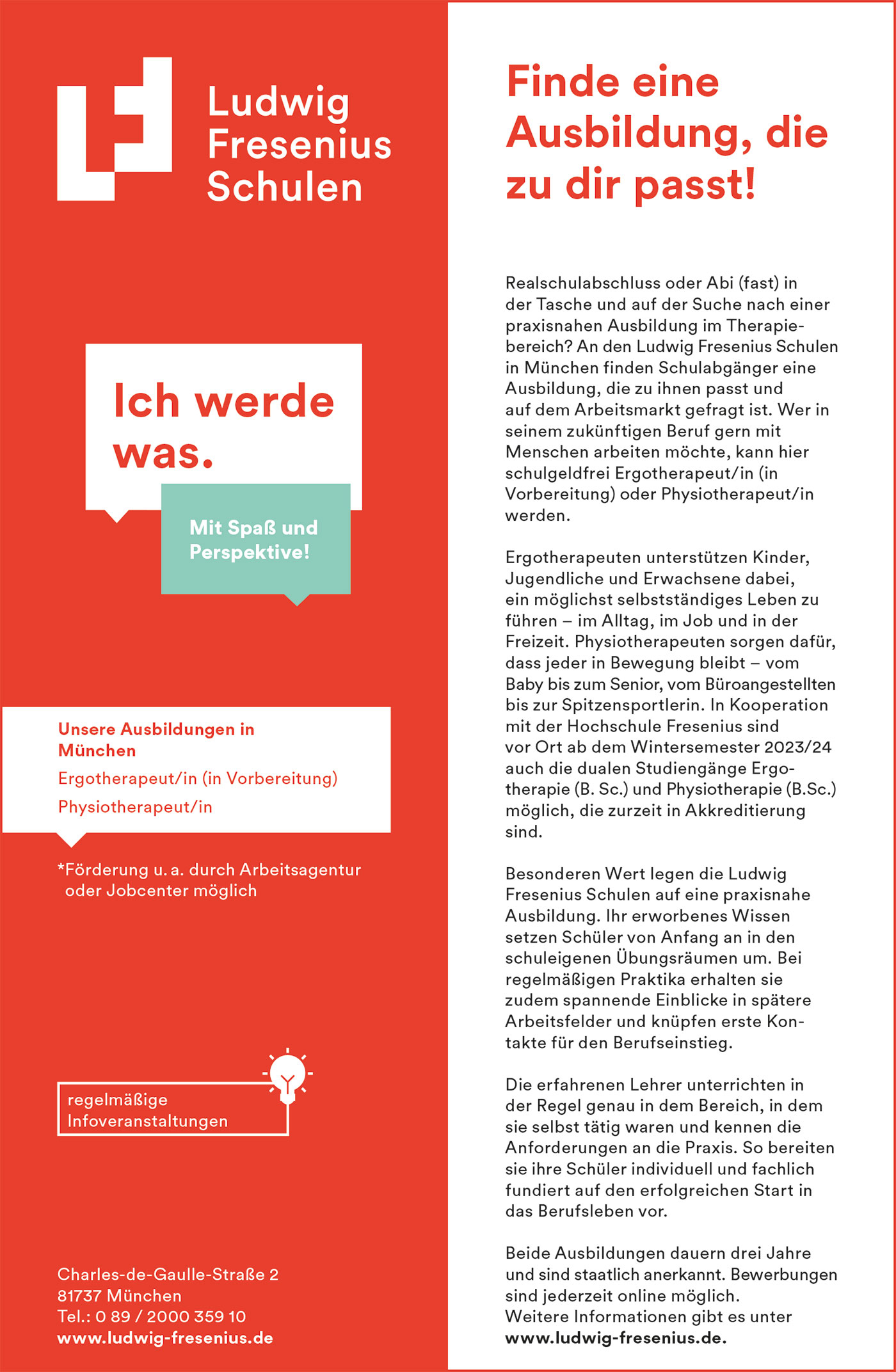 Freie Ausbildungsplätze Ludwig Fresenius Schulen München
